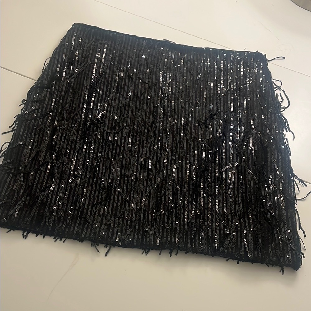 LOFT Black Sequin Mini Skirt